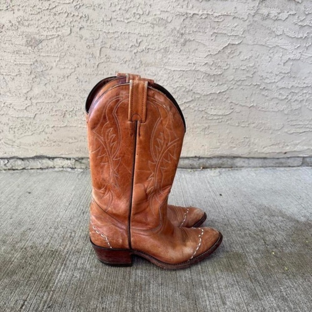 TAN BOULET BOOTS LEATHER COWBOY BOOTS